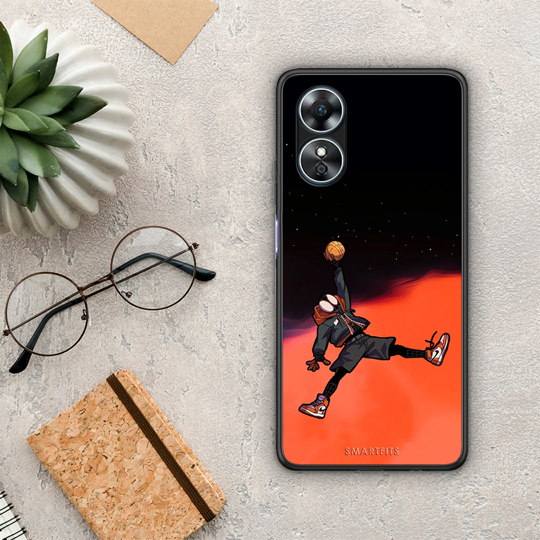 Θήκη Oppo A17 Basketball Hero από τη Smartfits με σχέδιο στο πίσω μέρος και μαύρο περίβλημα | Oppo A17 Basketball Hero Case with Colorful Back and Black Bezels