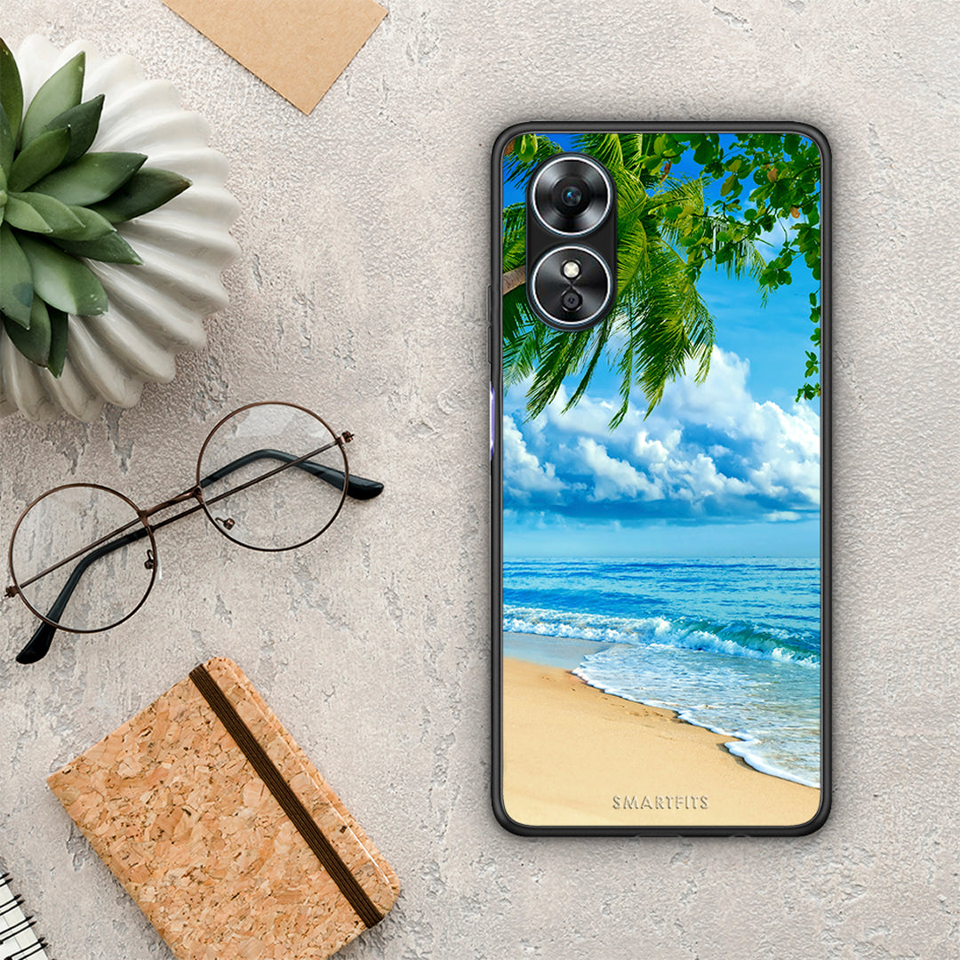 Θήκη Oppo A17 Beautiful Beach από τη Smartfits με σχέδιο στο πίσω μέρος και μαύρο περίβλημα | Oppo A17 Beautiful Beach Case with Colorful Back and Black Bezels