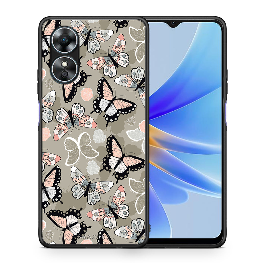 Θήκη Oppo A17 Boho Butterflies από τη Smartfits με σχέδιο στο πίσω μέρος και μαύρο περίβλημα | Oppo A17 Boho Butterflies Case with Colorful Back and Black Bezels