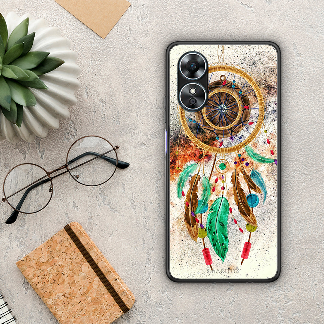 Θήκη Oppo A17 Boho DreamCatcher από τη Smartfits με σχέδιο στο πίσω μέρος και μαύρο περίβλημα | Oppo A17 Boho DreamCatcher Case with Colorful Back and Black Bezels