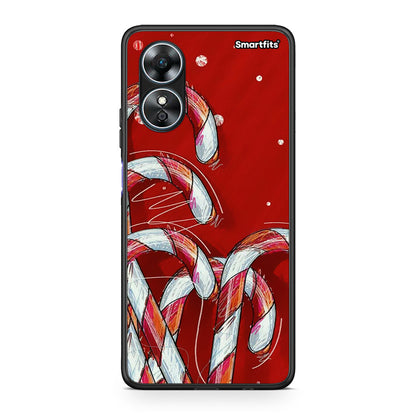 Θήκη Oppo A17 Candy Cane από τη Smartfits με σχέδιο στο πίσω μέρος και μαύρο περίβλημα | Oppo A17 Candy Cane Case with Colorful Back and Black Bezels