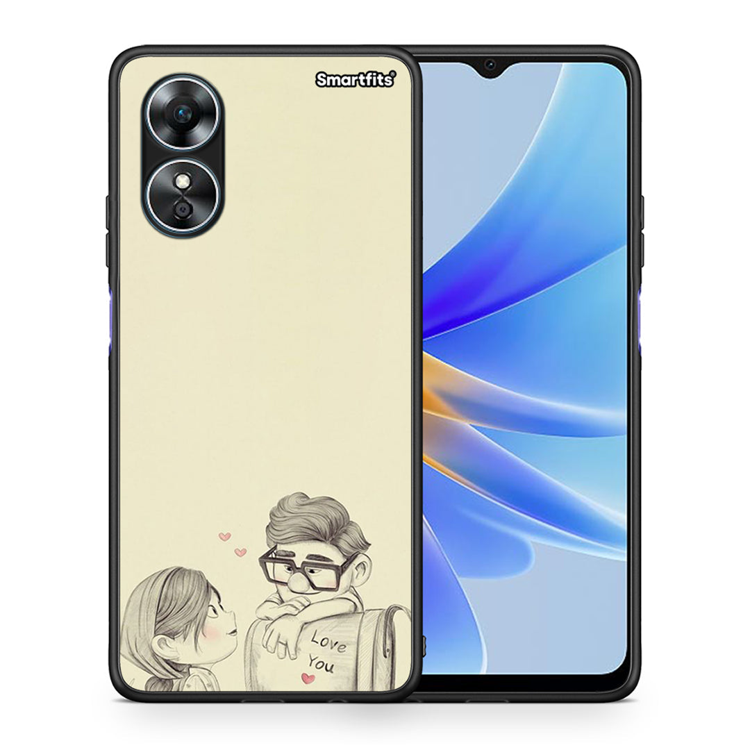 Θήκη Oppo A17 Carl And Ellie από τη Smartfits με σχέδιο στο πίσω μέρος και μαύρο περίβλημα | Oppo A17 Carl And Ellie Case with Colorful Back and Black Bezels