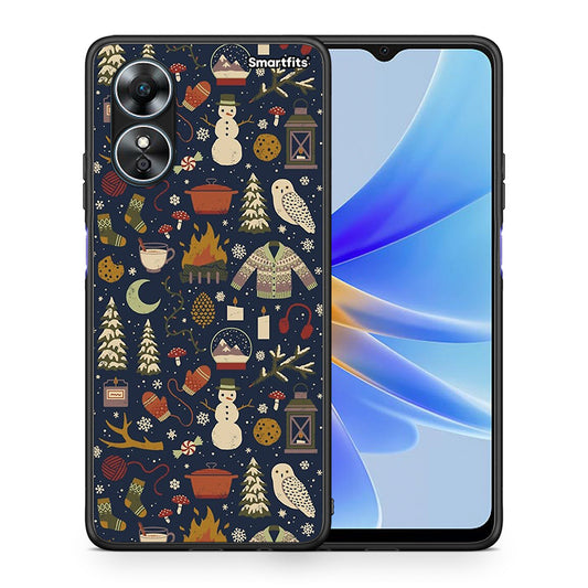 Θήκη Oppo A17 Christmas Elements από τη Smartfits με σχέδιο στο πίσω μέρος και μαύρο περίβλημα | Oppo A17 Christmas Elements Case with Colorful Back and Black Bezels