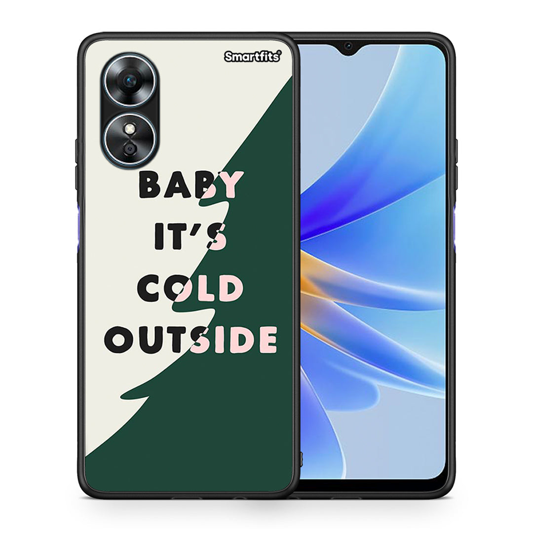 Θήκη Oppo A17 Cold Outside από τη Smartfits με σχέδιο στο πίσω μέρος και μαύρο περίβλημα | Oppo A17 Cold Outside Case with Colorful Back and Black Bezels