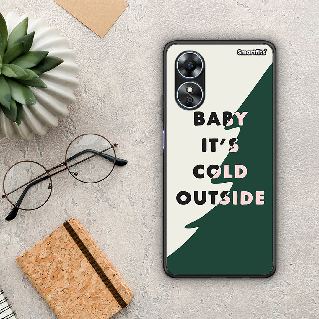 Θήκη Oppo A17 Cold Outside από τη Smartfits με σχέδιο στο πίσω μέρος και μαύρο περίβλημα | Oppo A17 Cold Outside Case with Colorful Back and Black Bezels
