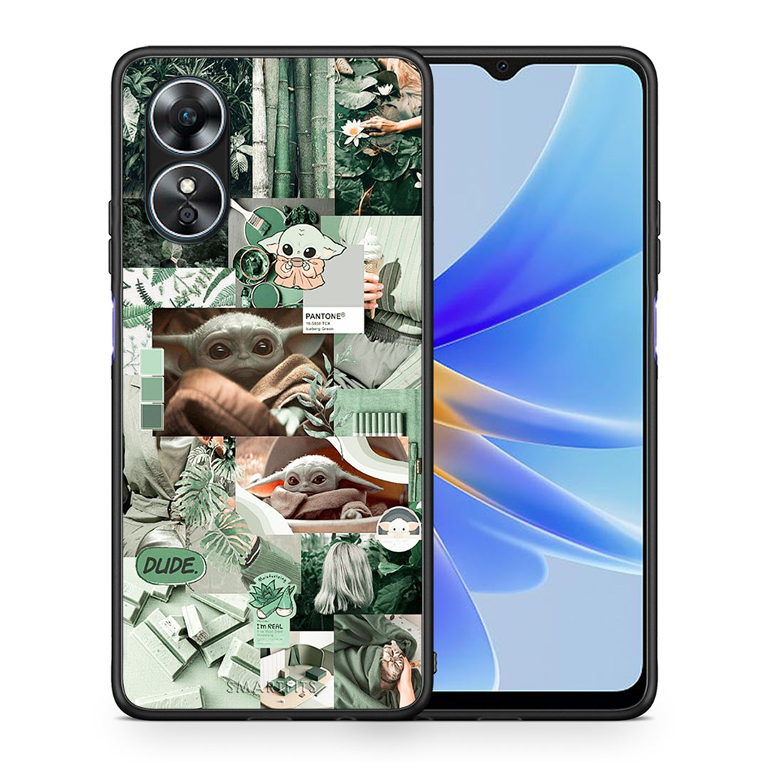 Θήκη Oppo A17 Collage Dude από τη Smartfits με σχέδιο στο πίσω μέρος και μαύρο περίβλημα | Oppo A17 Collage Dude Case with Colorful Back and Black Bezels