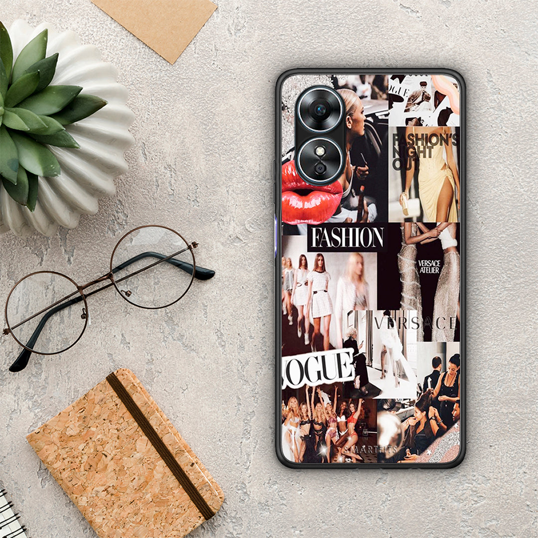 Θήκη Oppo A17 Collage Fashion από τη Smartfits με σχέδιο στο πίσω μέρος και μαύρο περίβλημα | Oppo A17 Collage Fashion Case with Colorful Back and Black Bezels