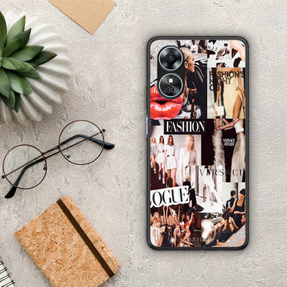 Θήκη Oppo A17 Collage Fashion από τη Smartfits με σχέδιο στο πίσω μέρος και μαύρο περίβλημα | Oppo A17 Collage Fashion Case with Colorful Back and Black Bezels