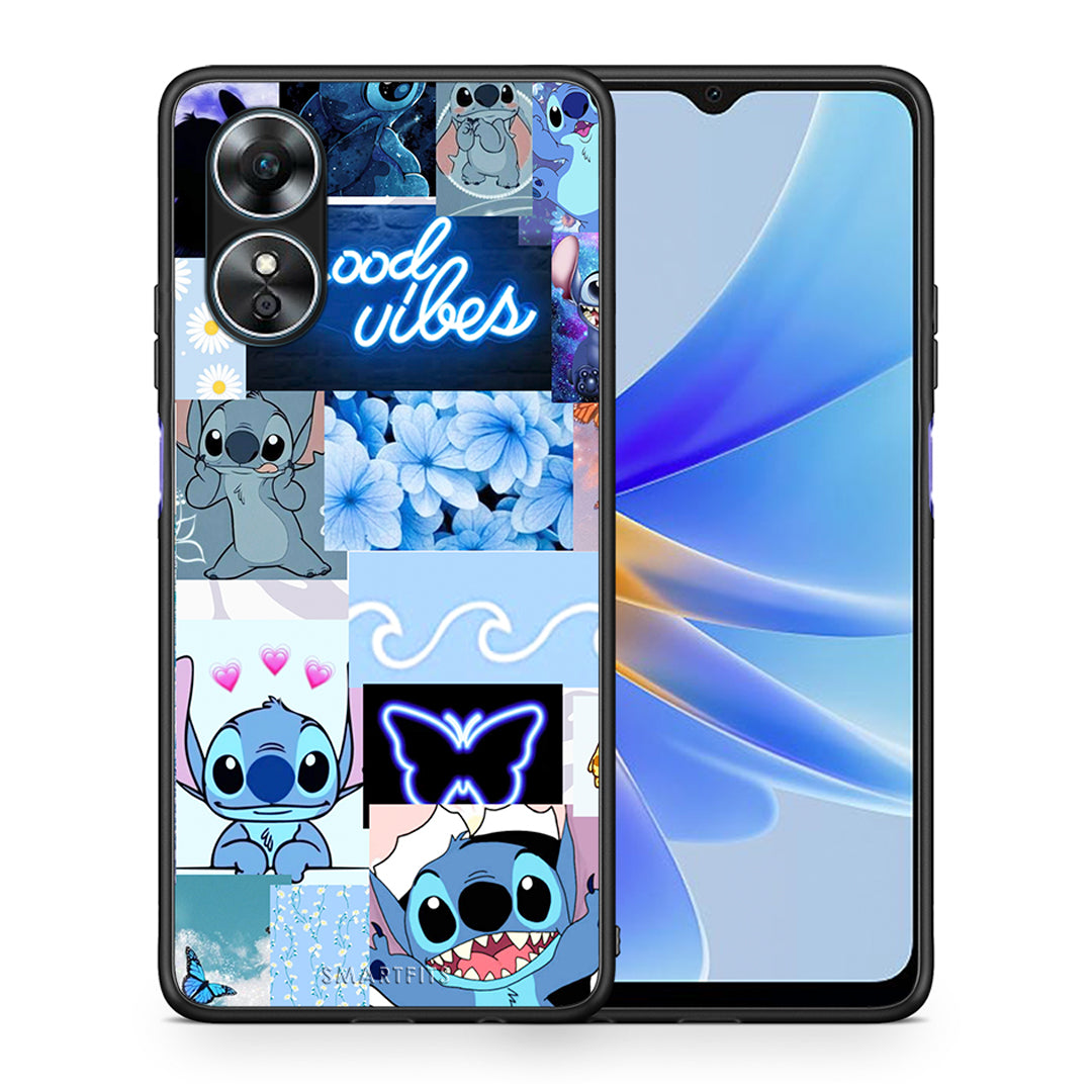 Θήκη Oppo A17 Collage Good Vibes από τη Smartfits με σχέδιο στο πίσω μέρος και μαύρο περίβλημα | Oppo A17 Collage Good Vibes Case with Colorful Back and Black Bezels