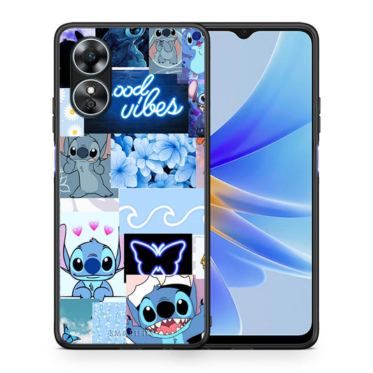 Θήκη Oppo A17 Collage Good Vibes από τη Smartfits με σχέδιο στο πίσω μέρος και μαύρο περίβλημα | Oppo A17 Collage Good Vibes Case with Colorful Back and Black Bezels
