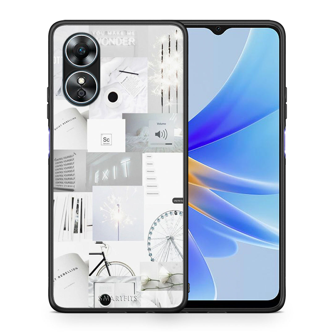 Θήκη Oppo A17 Collage Make Me Wonder από τη Smartfits με σχέδιο στο πίσω μέρος και μαύρο περίβλημα | Oppo A17 Collage Make Me Wonder Case with Colorful Back and Black Bezels