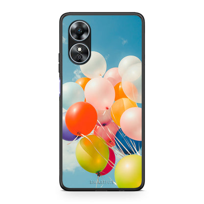 Θήκη Oppo A17 Colorful Balloons από τη Smartfits με σχέδιο στο πίσω μέρος και μαύρο περίβλημα | Oppo A17 Colorful Balloons Case with Colorful Back and Black Bezels