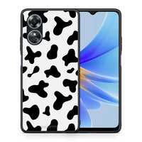 Thumbnail for Θήκη Oppo A17 Cow Print από τη Smartfits με σχέδιο στο πίσω μέρος και μαύρο περίβλημα | Oppo A17 Cow Print Case with Colorful Back and Black Bezels