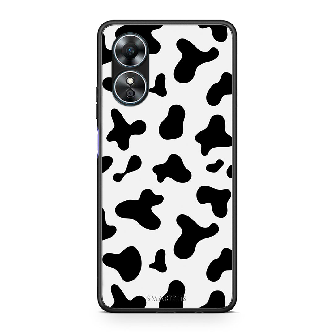 Θήκη Oppo A17 Cow Print από τη Smartfits με σχέδιο στο πίσω μέρος και μαύρο περίβλημα | Oppo A17 Cow Print Case with Colorful Back and Black Bezels