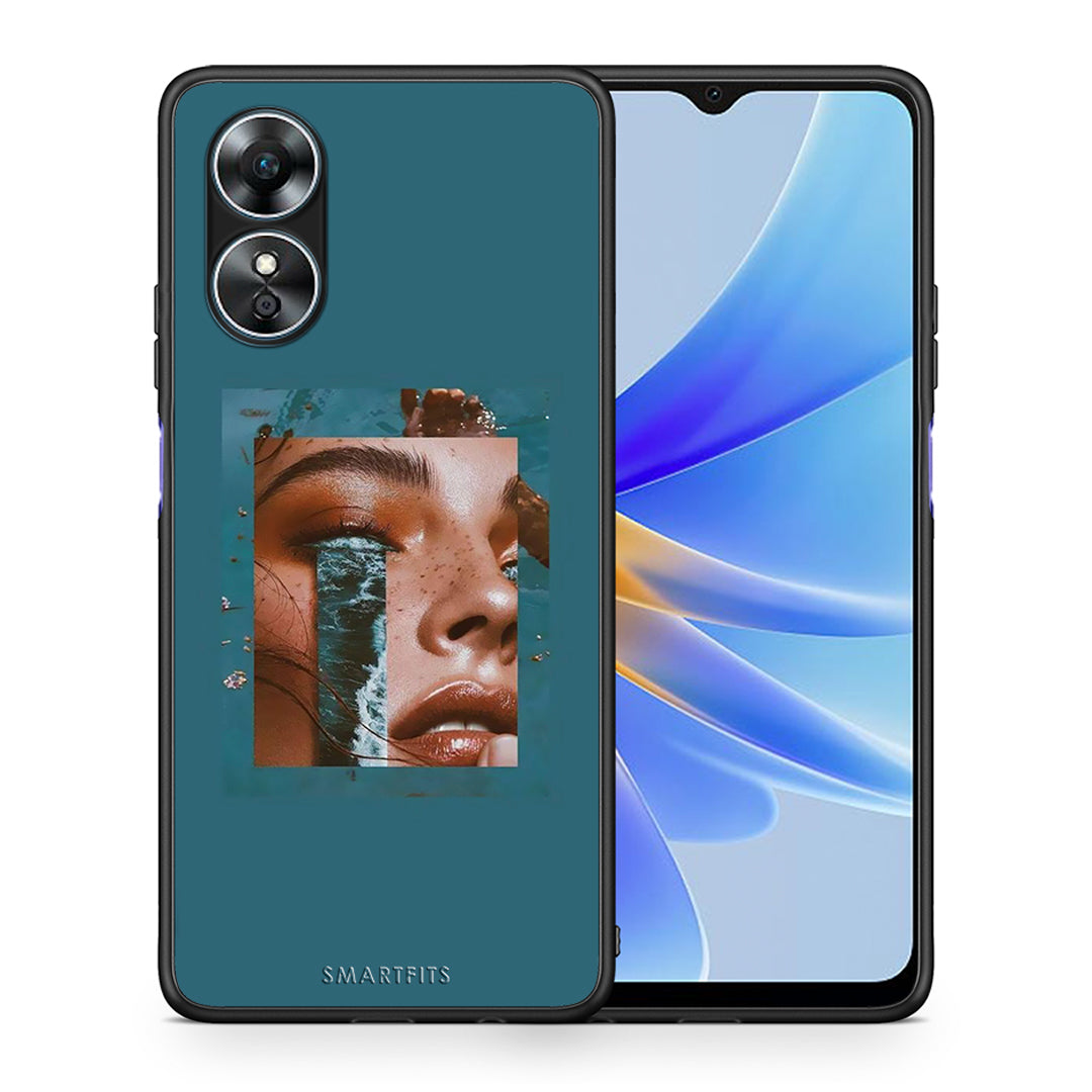 Θήκη Oppo A17 Cry An Ocean από τη Smartfits με σχέδιο στο πίσω μέρος και μαύρο περίβλημα | Oppo A17 Cry An Ocean Case with Colorful Back and Black Bezels