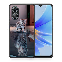 Thumbnail for Θήκη Oppo A17 Cute Tiger από τη Smartfits με σχέδιο στο πίσω μέρος και μαύρο περίβλημα | Oppo A17 Cute Tiger Case with Colorful Back and Black Bezels