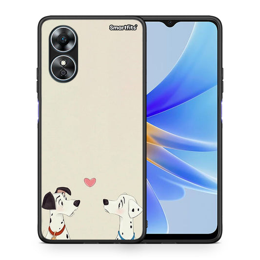 Θήκη Oppo A17 Dalmatians Love από τη Smartfits με σχέδιο στο πίσω μέρος και μαύρο περίβλημα | Oppo A17 Dalmatians Love Case with Colorful Back and Black Bezels