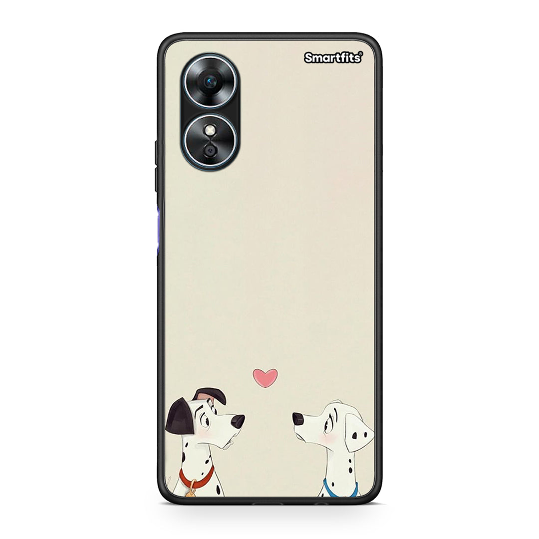 Θήκη Oppo A17 Dalmatians Love από τη Smartfits με σχέδιο στο πίσω μέρος και μαύρο περίβλημα | Oppo A17 Dalmatians Love Case with Colorful Back and Black Bezels