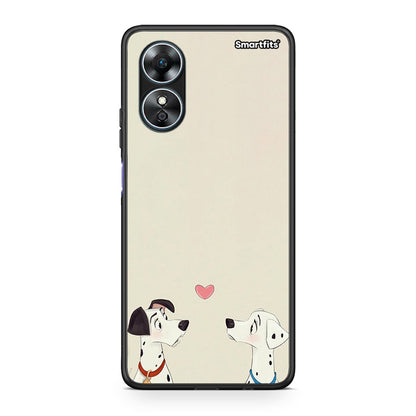 Θήκη Oppo A17 Dalmatians Love από τη Smartfits με σχέδιο στο πίσω μέρος και μαύρο περίβλημα | Oppo A17 Dalmatians Love Case with Colorful Back and Black Bezels