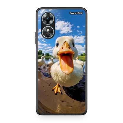 Θήκη Oppo A17 Duck Face από τη Smartfits με σχέδιο στο πίσω μέρος και μαύρο περίβλημα | Oppo A17 Duck Face Case with Colorful Back and Black Bezels