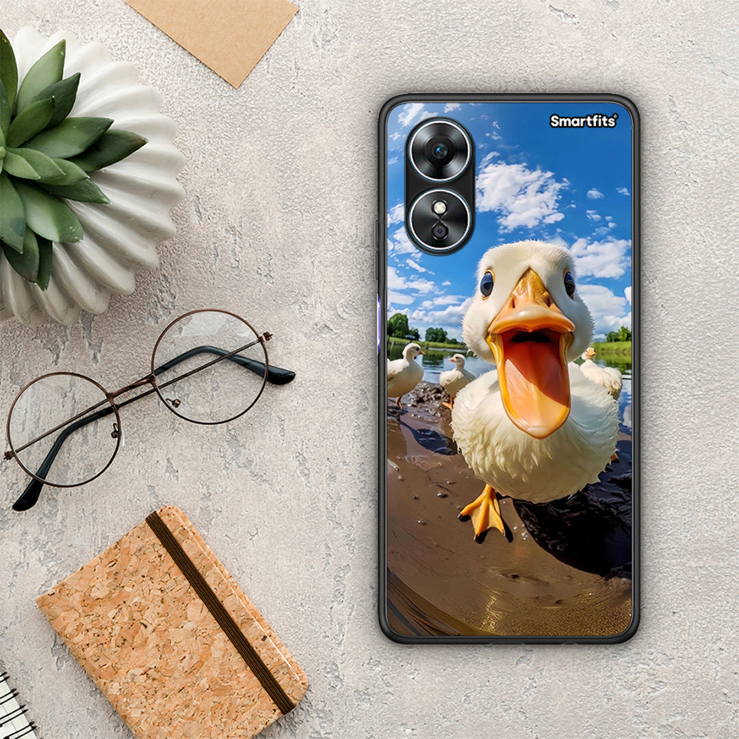 Θήκη Oppo A17 Duck Face από τη Smartfits με σχέδιο στο πίσω μέρος και μαύρο περίβλημα | Oppo A17 Duck Face Case with Colorful Back and Black Bezels
