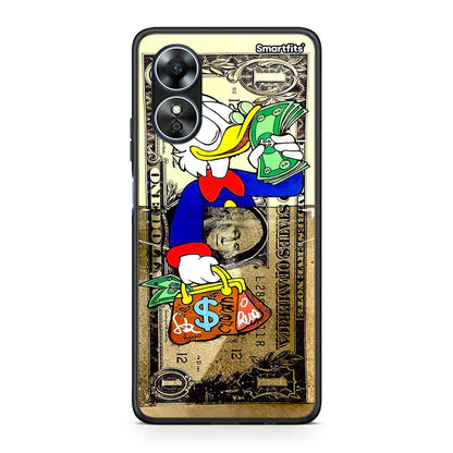 Θήκη Oppo A17 Duck Money από τη Smartfits με σχέδιο στο πίσω μέρος και μαύρο περίβλημα | Oppo A17 Duck Money Case with Colorful Back and Black Bezels