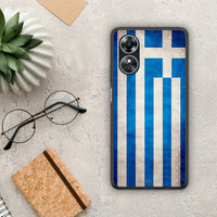 Thumbnail for Θήκη Oppo A17 Flag Greek από τη Smartfits με σχέδιο στο πίσω μέρος και μαύρο περίβλημα | Oppo A17 Flag Greek Case with Colorful Back and Black Bezels