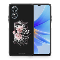 Thumbnail for Θήκη Oppo A17 Flower Frame από τη Smartfits με σχέδιο στο πίσω μέρος και μαύρο περίβλημα | Oppo A17 Flower Frame Case with Colorful Back and Black Bezels