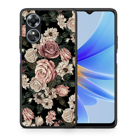 Θήκη Oppo A17 Flower Wild Roses από τη Smartfits με σχέδιο στο πίσω μέρος και μαύρο περίβλημα | Oppo A17 Flower Wild Roses Case with Colorful Back and Black Bezels