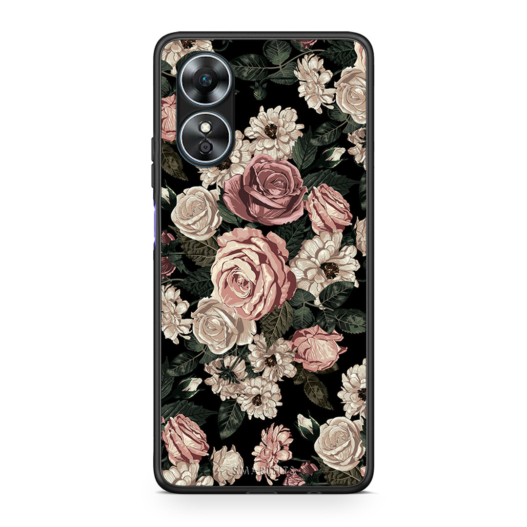 Θήκη Oppo A17 Flower Wild Roses από τη Smartfits με σχέδιο στο πίσω μέρος και μαύρο περίβλημα | Oppo A17 Flower Wild Roses Case with Colorful Back and Black Bezels