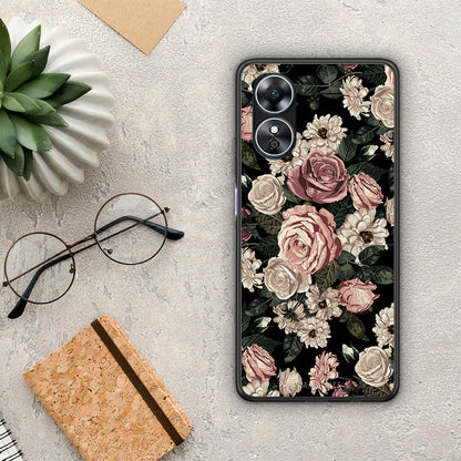 Θήκη Oppo A17 Flower Wild Roses από τη Smartfits με σχέδιο στο πίσω μέρος και μαύρο περίβλημα | Oppo A17 Flower Wild Roses Case with Colorful Back and Black Bezels