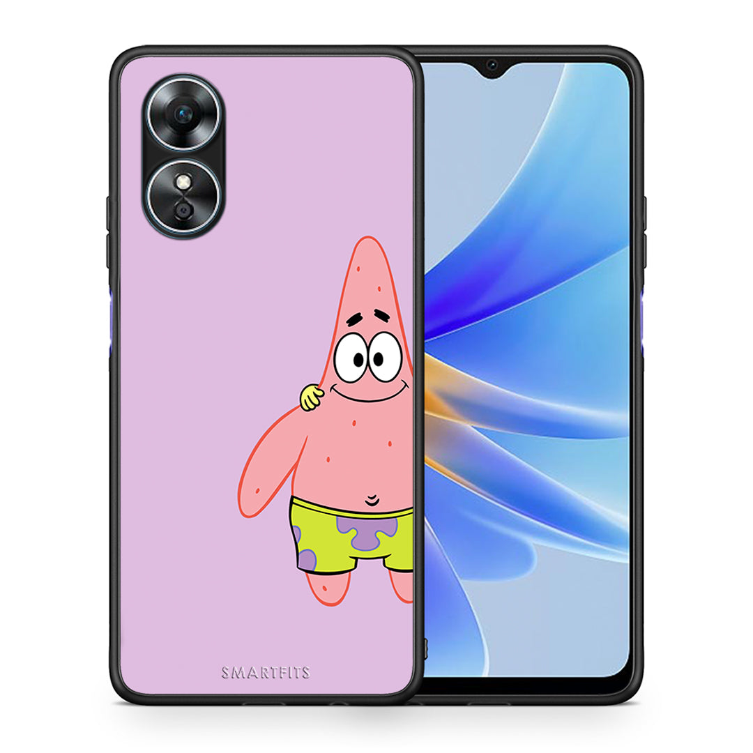 Θήκη Oppo A17 Friends Patrick από τη Smartfits με σχέδιο στο πίσω μέρος και μαύρο περίβλημα | Oppo A17 Friends Patrick Case with Colorful Back and Black Bezels