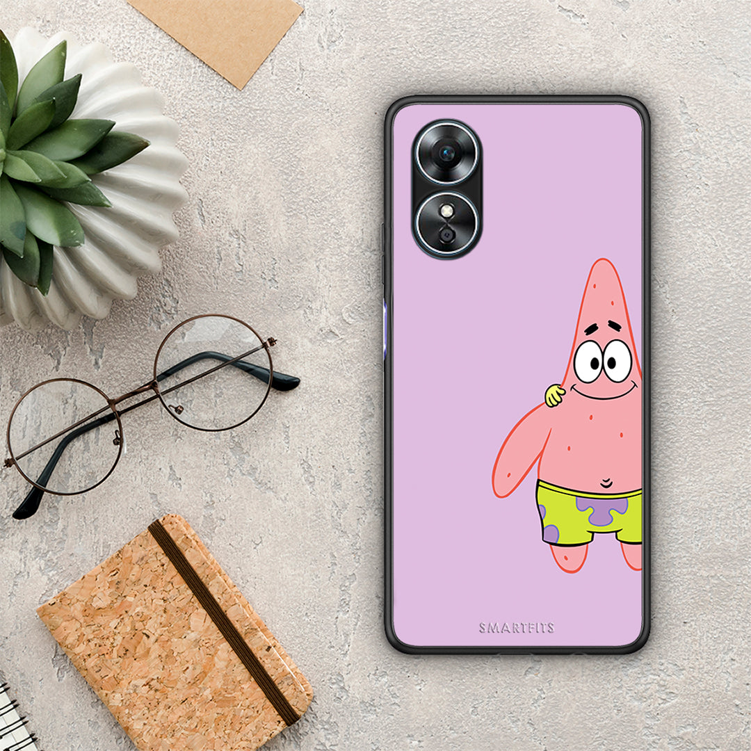 Θήκη Oppo A17 Friends Patrick από τη Smartfits με σχέδιο στο πίσω μέρος και μαύρο περίβλημα | Oppo A17 Friends Patrick Case with Colorful Back and Black Bezels