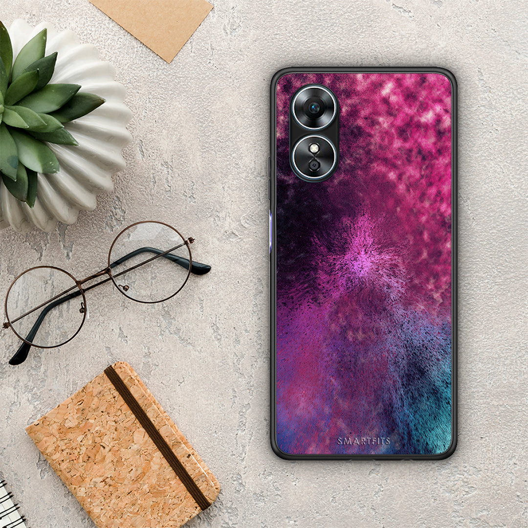 Θήκη Oppo A17 Galactic Aurora από τη Smartfits με σχέδιο στο πίσω μέρος και μαύρο περίβλημα | Oppo A17 Galactic Aurora Case with Colorful Back and Black Bezels