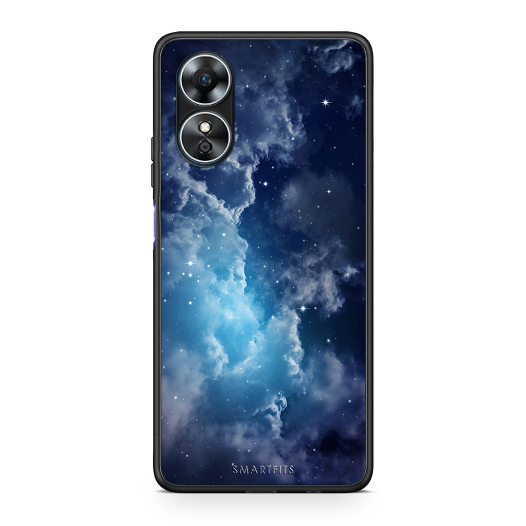 Θήκη Oppo A17 Galactic Blue Sky από τη Smartfits με σχέδιο στο πίσω μέρος και μαύρο περίβλημα | Oppo A17 Galactic Blue Sky Case with Colorful Back and Black Bezels