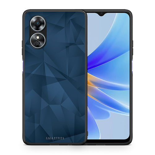 Θήκη Oppo A17 Geometric Blue Abstract από τη Smartfits με σχέδιο στο πίσω μέρος και μαύρο περίβλημα | Oppo A17 Geometric Blue Abstract Case with Colorful Back and Black Bezels