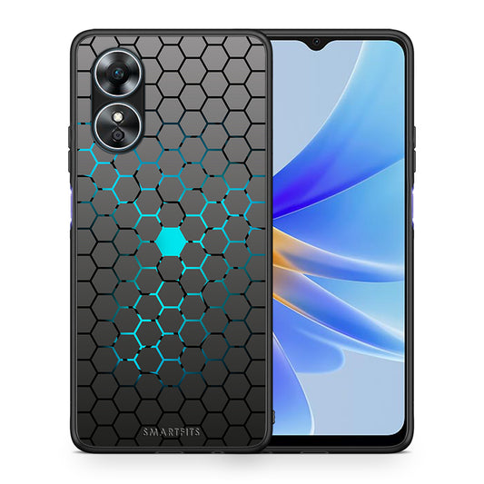 Θήκη Oppo A17 Geometric Hexagonal από τη Smartfits με σχέδιο στο πίσω μέρος και μαύρο περίβλημα | Oppo A17 Geometric Hexagonal Case with Colorful Back and Black Bezels
