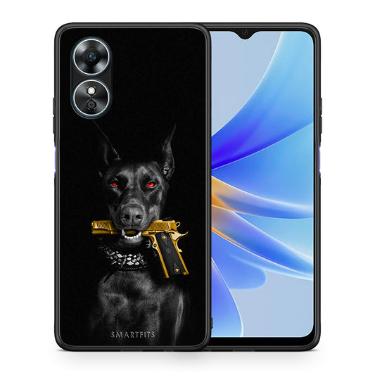 Θήκη Oppo A17 Golden Gun από τη Smartfits με σχέδιο στο πίσω μέρος και μαύρο περίβλημα | Oppo A17 Golden Gun Case with Colorful Back and Black Bezels
