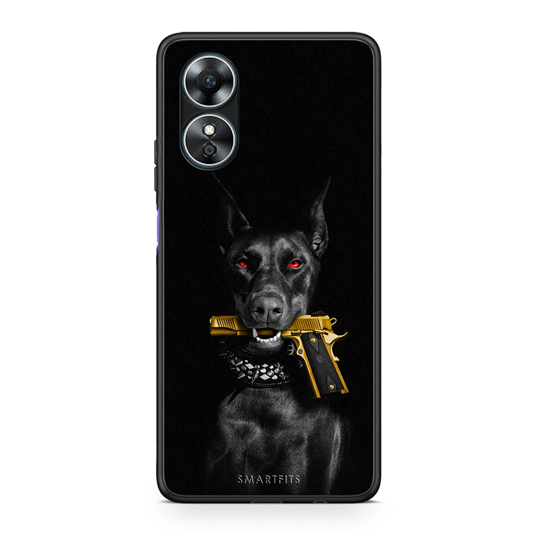 Θήκη Oppo A17 Golden Gun από τη Smartfits με σχέδιο στο πίσω μέρος και μαύρο περίβλημα | Oppo A17 Golden Gun Case with Colorful Back and Black Bezels
