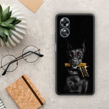 Θήκη Oppo A17 Golden Gun από τη Smartfits με σχέδιο στο πίσω μέρος και μαύρο περίβλημα | Oppo A17 Golden Gun Case with Colorful Back and Black Bezels