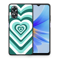 Thumbnail for Θήκη Oppo A17 Green Hearts από τη Smartfits με σχέδιο στο πίσω μέρος και μαύρο περίβλημα | Oppo A17 Green Hearts Case with Colorful Back and Black Bezels