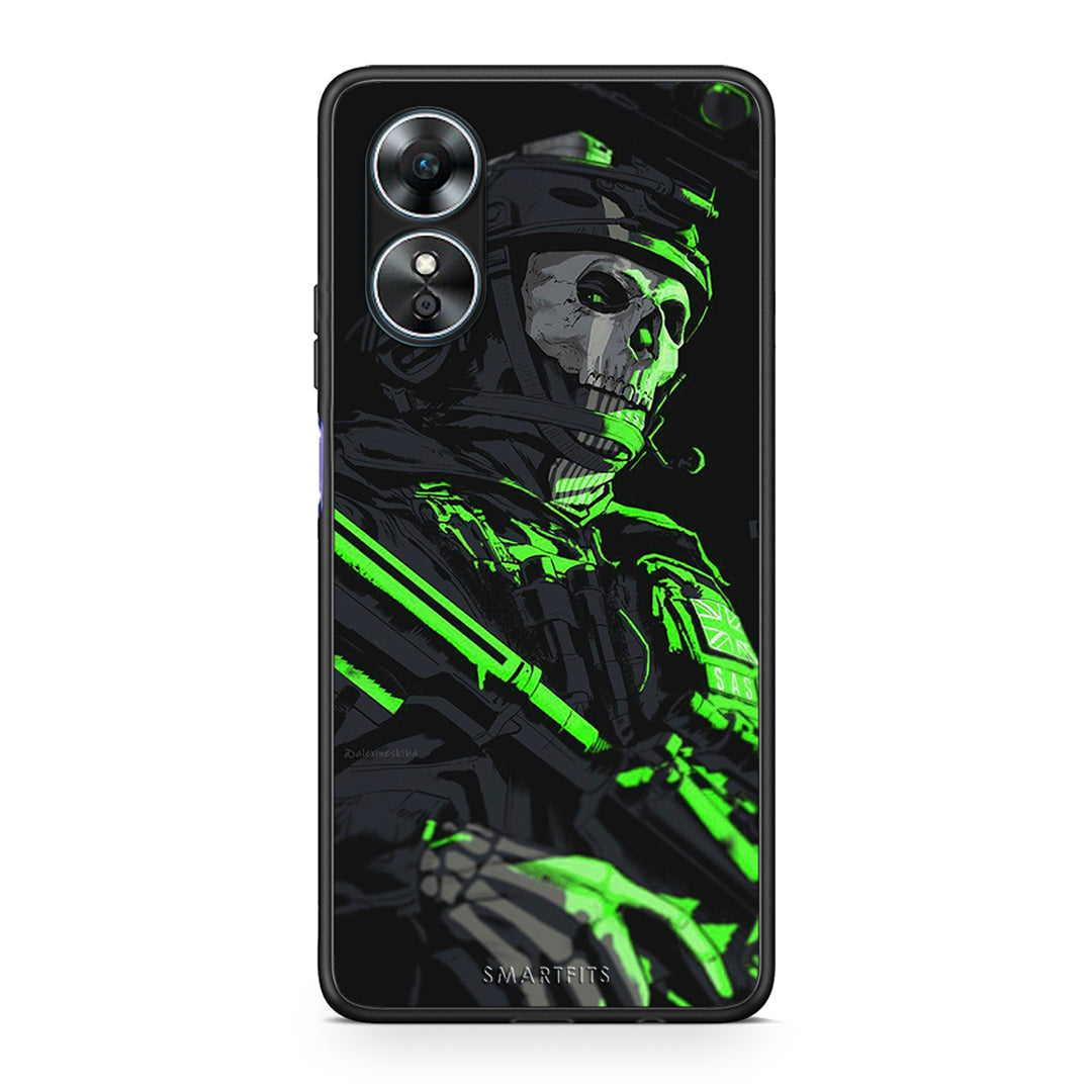 Θήκη Oppo A17 Green Soldier από τη Smartfits με σχέδιο στο πίσω μέρος και μαύρο περίβλημα | Oppo A17 Green Soldier Case with Colorful Back and Black Bezels