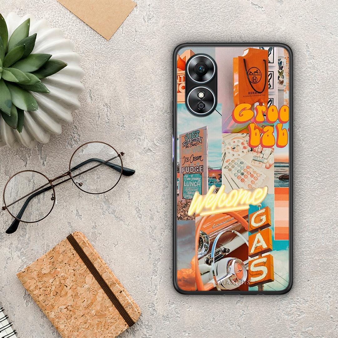 Θήκη Oppo A17 Groovy Babe από τη Smartfits με σχέδιο στο πίσω μέρος και μαύρο περίβλημα | Oppo A17 Groovy Babe Case with Colorful Back and Black Bezels