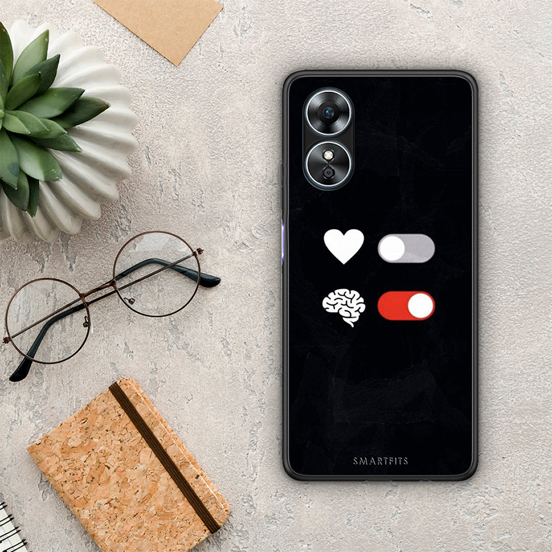 Θήκη Oppo A17 Heart Vs Brain από τη Smartfits με σχέδιο στο πίσω μέρος και μαύρο περίβλημα | Oppo A17 Heart Vs Brain Case with Colorful Back and Black Bezels