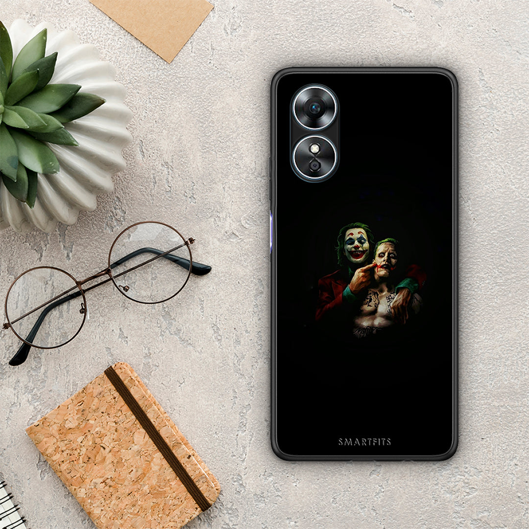 Θήκη Oppo A17 Hero Clown από τη Smartfits με σχέδιο στο πίσω μέρος και μαύρο περίβλημα | Oppo A17 Hero Clown Case with Colorful Back and Black Bezels