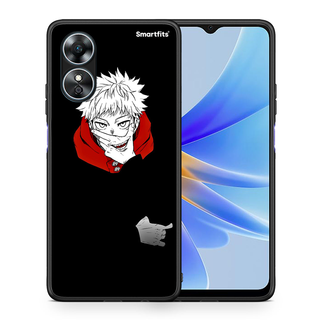 Θήκη Oppo A17 Itadori Anime από τη Smartfits με σχέδιο στο πίσω μέρος και μαύρο περίβλημα | Oppo A17 Itadori Anime Case with Colorful Back and Black Bezels