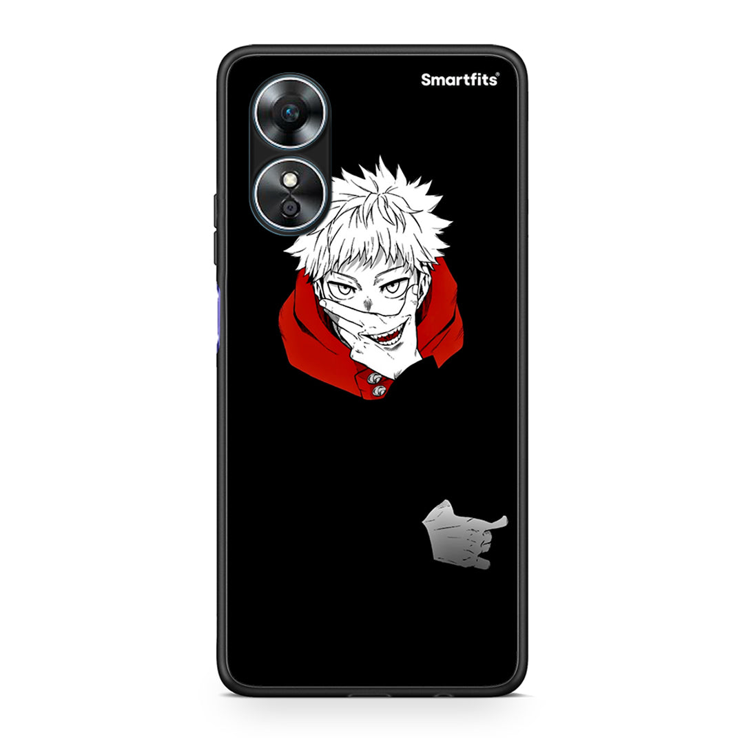 Θήκη Oppo A17 Itadori Anime από τη Smartfits με σχέδιο στο πίσω μέρος και μαύρο περίβλημα | Oppo A17 Itadori Anime Case with Colorful Back and Black Bezels