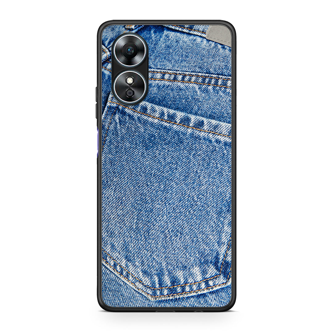 Θήκη Oppo A17 Jeans Pocket από τη Smartfits με σχέδιο στο πίσω μέρος και μαύρο περίβλημα | Oppo A17 Jeans Pocket Case with Colorful Back and Black Bezels