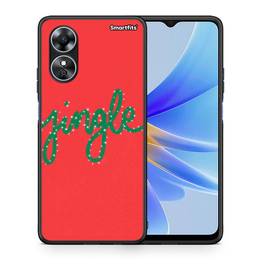 Θήκη Oppo A17 Jingle Xmas από τη Smartfits με σχέδιο στο πίσω μέρος και μαύρο περίβλημα | Oppo A17 Jingle Xmas Case with Colorful Back and Black Bezels