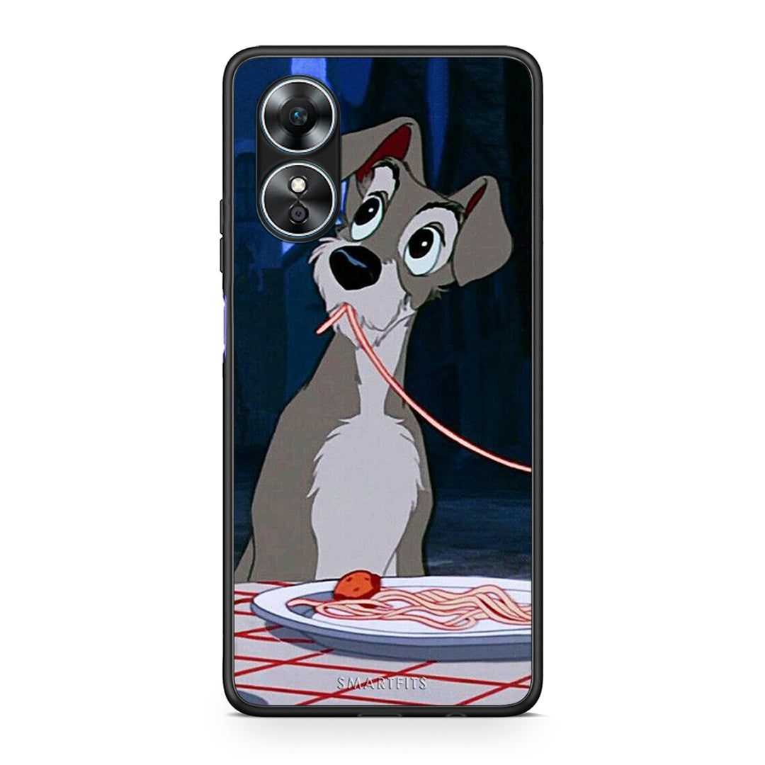 Θήκη Oppo A17 Lady And Tramp 1 από τη Smartfits με σχέδιο στο πίσω μέρος και μαύρο περίβλημα | Oppo A17 Lady And Tramp 1 Case with Colorful Back and Black Bezels